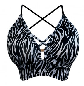 Zebra leopard Ballroom latin dance lace-up top bra vests for women girls Latin salsa chacha dance vests beauty back suspender practice costumes
